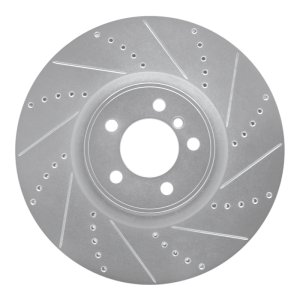 Land Rover Range Rover Brake Rotor (1) - Front Right - R1 Concepts - Drilled & Slotted - Silver - `10-`12